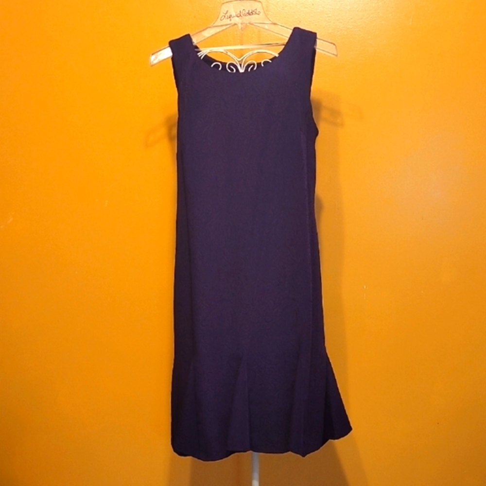 Danny & Nicole Purple Ruffled Sheath Midi Dress